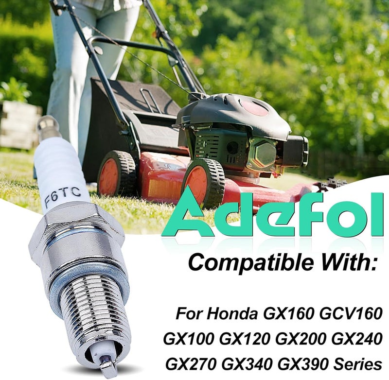 Adefol F6TC Spark Plug for NGK BP6ES and for Champion N9YC - 4 Pack F6TC Spark Plugs Fit for GX160 GCV160 GX100 GX120 GX200 GX240 GX270 GX340 GX390 Series Lawnmower Engine Sparkplug - Image 2